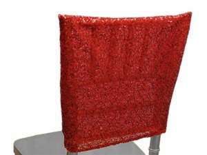 Duchess Sequin Chair Caps (Square-Top) - Red