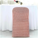 Spandex Stretch Folding Chair Cover With Metallic Glittering Back - Blush/Rose Gold