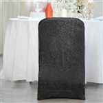 Spandex Stretch Folding Chair Cover With Metallic Glittering Back - Black
