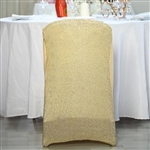 Spandex Stretch Folding Chair Cover With Metallic Glittering Back - Champagne
