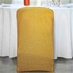 Spandex Stretch Folding Chair Cover With Metallic Glittering Back - Gold
