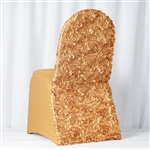Satin Rosette Gold Stretch Banquet Spandex Chair