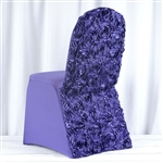 Satin Rosette Purple Stretch Banquet Spandex Chair