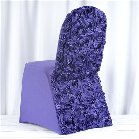 Satin Rosette Purple Stretch Banquet Spandex Chair