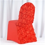Satin Rosette Red Stretch Banquet Spandex Chair