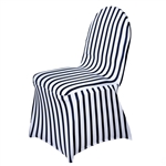 Striped Spandex Chair Cover - Black / White