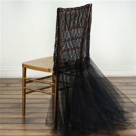 Black Bridal Wedding Party Lace And Tulle Tutu Chair Covers