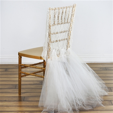 Ivory Bridal Wedding Party Lace And Tulle Tutu Chair Covers