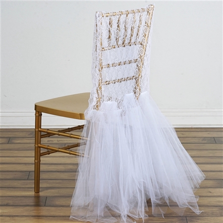White Bridal Wedding Party Lace And Tulle Tutu Chair Covers