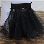 Black Bridal Wedding Party Spandex Tulle Tutu Chair Skirts