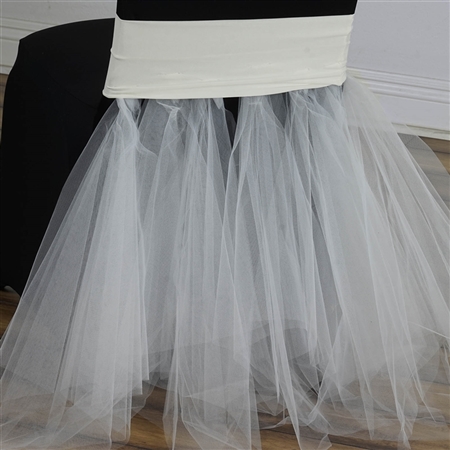Ivory Bridal Wedding Party Spandex Tulle Tutu Chair Skirts