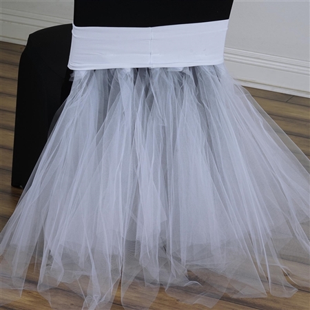 White Bridal Wedding Party Spandex Tulle Tutu Chair Skirts
