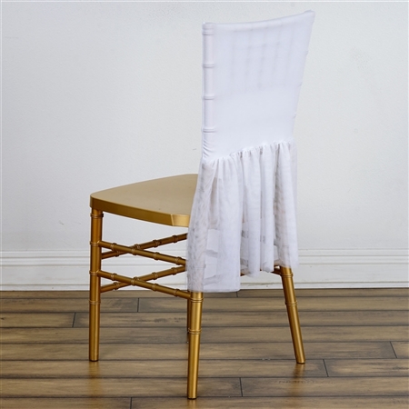 White Bridal Wedding Party Sheer Spandex And Tulle Tutu Chair Covers