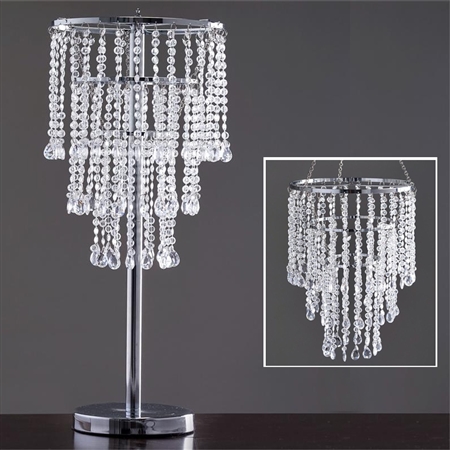Governess Acrylic 30" Tall Glass Diamond Decorative Chandelier Centerpiece with Chandelier Stand