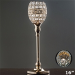 16" Tall Crystal Beaded Candle Holder Goblet Votive Tealight - Gold | RTLINENS