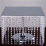 16" Bejeweled Silver Square Crystal Pendants Stainless Steel Chandelier Wedding Cake Stand