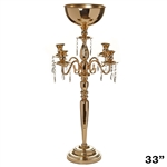 33" Gold Arm Shiny Metal Candelabra Chandelier Votive Candle Holder