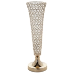 23" Tall Gold Beaded Crystals Trumpet Vase Wedding Centerpiece