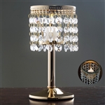 8" Elegant Metal Votive Tealight Crystal Candle Holder - Gold
