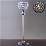 16" Tall Sleek Pillar Crystal Votive Tealight Candle Holder - Silver