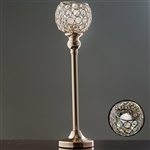 16" Tall Sleek Pillar Crystal Votive Tealight Candle Holder - Gold