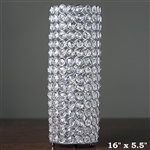 16" Tall Silver Exquisite Wedding Votive Tealight Crystal Candle Holder