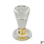 3" Gemcut Egyptian Handcrafted Glass Crystal Votive Candlestick Holder With Gold Metal Stem