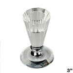 3" Gemcut Egyptian Handcrafted Glass Crystal Votive Candlestick Holder With Silver Metal Stem