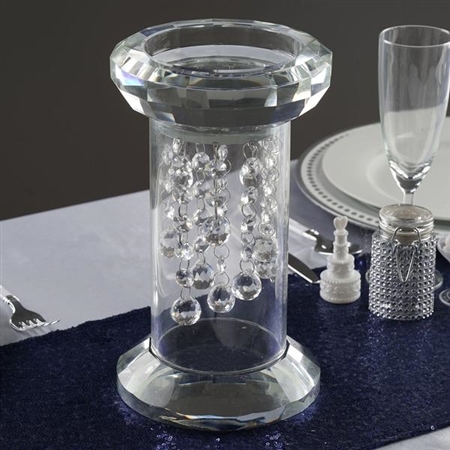 11" Gemcut Egyptian Handcrafted Glass Crystal Pillar Vase Chandelier Table Top Wedding Centerpiece