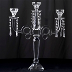 21" 3 Arm Crystal Glass Candelabra Taper Votive Candle Holder