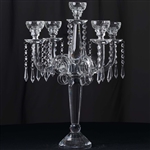 21" Tall 5 Arm Crystal Glass Tabletop Candelabra Taper Votive Candle Holder - Premium Collection
