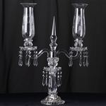 22" 2 Arm Crystal Glass Tabletop Candelabra Baroque Taper Votive Candle Holder