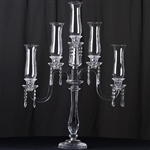 36" Handcrafted 5 Arm Crystal Glass Candelabra Hurricane Taper Candle Holder Centerpieces