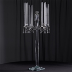 35.5" Tall Handcrafted 4 Arm Crystal Glass Tabletop Candelabra Baroque Candle Holder Centerpieces