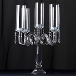 23" Tall Handcrafted 5 Arm Crystal Glass Tabletop Taper Votive Candle Holder Centerpieces