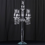 40" Handcrafted 5 Arm Crystal Glass Tabletop Taper Candle Holder Centerpieces