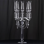 39" Tall Handcrafted 5 Arm Crystal Glass Tabletop Candelabra Hurricane Taper Candle Holder Centerpieces