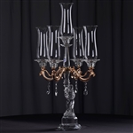 31" Tall Handcrafted 5 Gold Arm Crystal Glass Table Top Taper Candle Holder Centerpieces