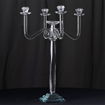 27" Tall Handcrafted Gem Cut 5 Arm Crystal Modern Glass Tabletop Candelabra Candle Holder Centerpieces