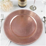 13" Blush/Rose Gold Round Acrylic Beaded Charger Plates - Set of 6