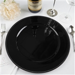 13" Black Round Acrylic Beaded Charger Plates - Set of 6