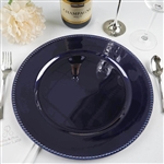 13" Navy Blue Round Acrylic Beaded Charger Plates - Set of 6