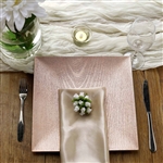 12" Blush/Rose Gold Square Wooden Textured Acrylic Charger Plates - Set of 6