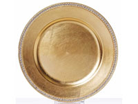 Round 13" Gold Crystal Beaded Acrylic Charger Plates Party Dinner Servers - Pack of 6