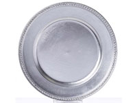 Round 13" Silver Crystal Beaded Acrylic Charger Plates Party Dinner Servers - Pack of 6