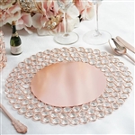 14" Wired Metal Charger Plate with 118 Acrylic Crystal Beads - Rose Gold