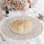 14" Wired Metal Charger Plate with 118 Acrylic Crystal Beads - Gold