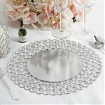 14" Wired Metal Charger Plate with 118 Acrylic Crystal Beads - Silver