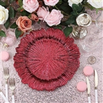 13" Round Reef Burgundy Plastic Charger Plates - Set of 6