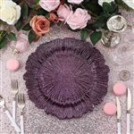 13" Round Reef Purple Plastic Charger Plates - Set of 6